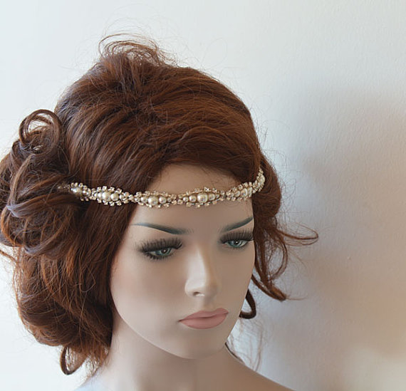 Hochzeit - Wedding Hair Accessories, Rhinestone and Pearl headband, Bridal Headband, Wedding headband, Bridal Hair Accessory