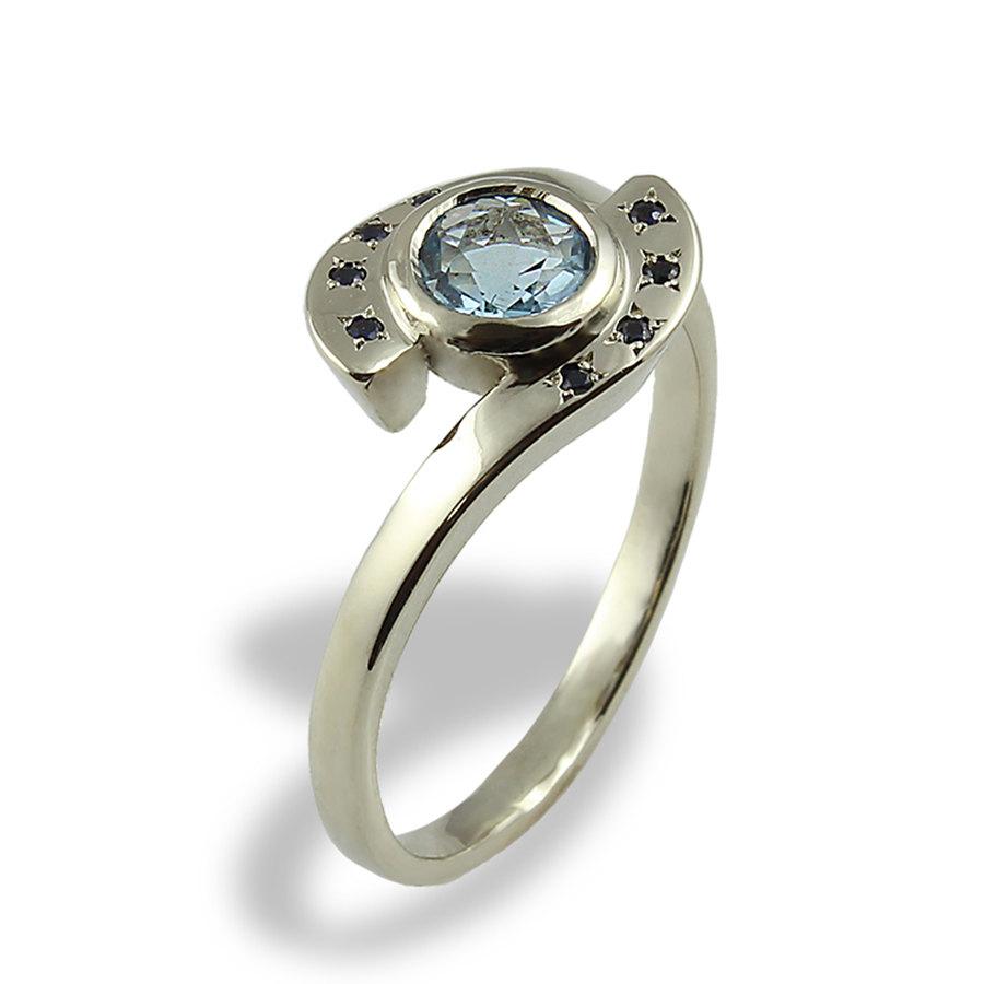 زفاف - Infinity Engagement Ring , Stone Engagement Ring , Eternity Ring , White Gold , Aquamarine Ring , Sapphire Ring , Anniversary Ring , For Her