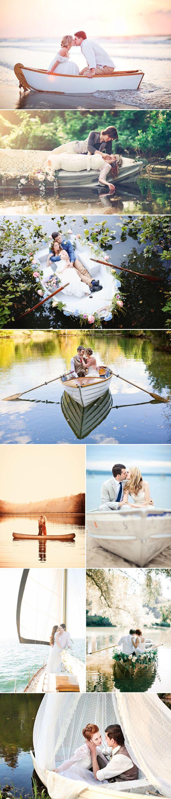 Wedding - Romantic Love-Boat Engagement Photo Ideas