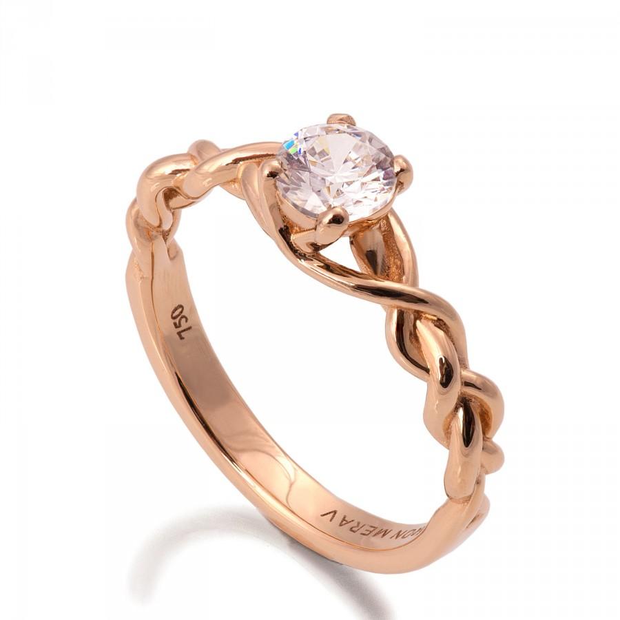 Wedding - Braided Engagement Ring - 18K Rose Gold and Diamond engagement ring, unique diamond ring, cletic engagement ring, 0.5ct diamond ring