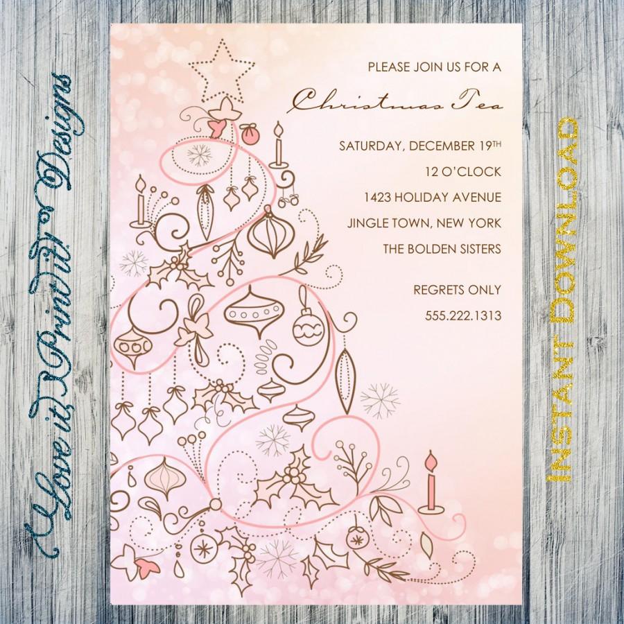 Wedding - Holiday Invitation DIY Template Christmas Tea Editable & Printable Instant Download Microsoft Word Digital File