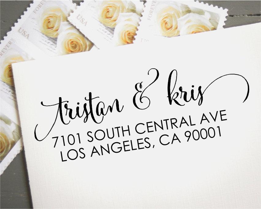 Wedding - Self-Inking Stamp, Personalized Stamp, Return Address Stamp, Custom Rubber Stamp, Custom Address Stamp, Custom Stamp, Hand Calligraphy Look