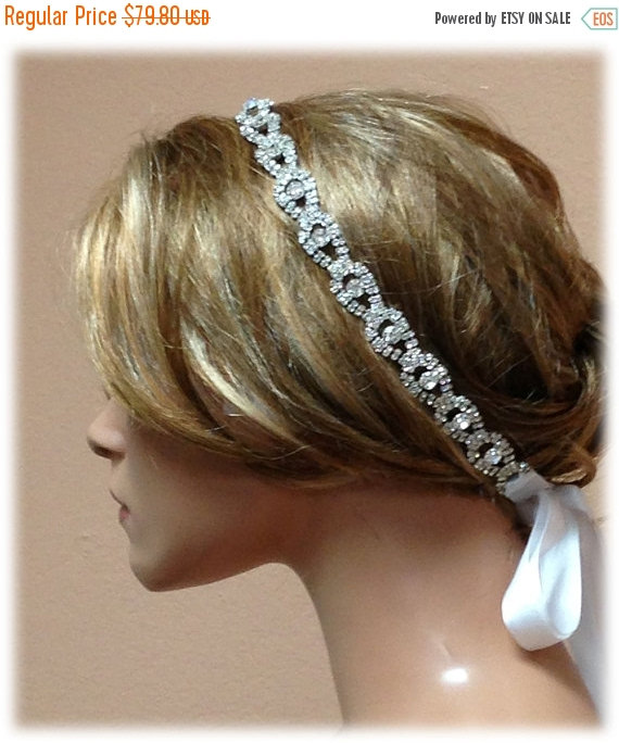 Hochzeit - Bridal hair accessory, bridal headband, rhinestone headband, Crystal headband, bridal Sash, wedding hair accessory