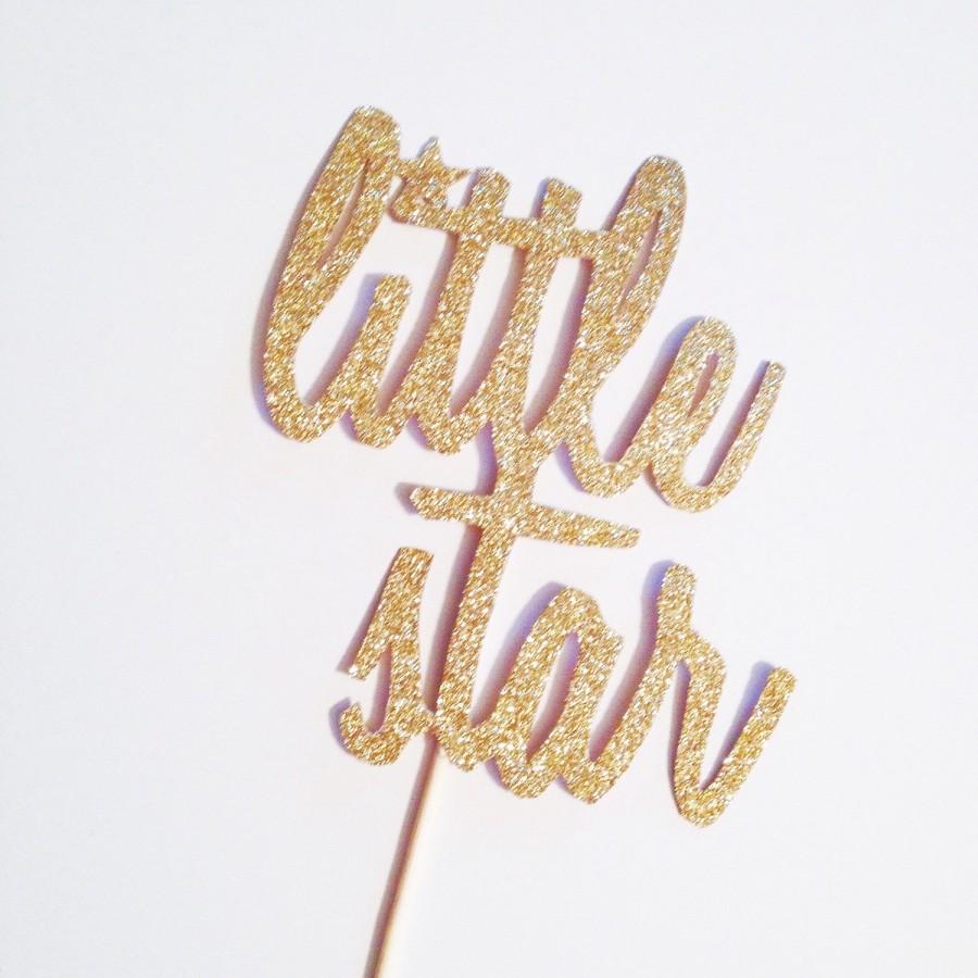 Mariage - Little Star Cake Topper - Twinkle Twinkle - Gold Glitter - Baby Shower Cake Topper - First Birthday Cake Topper