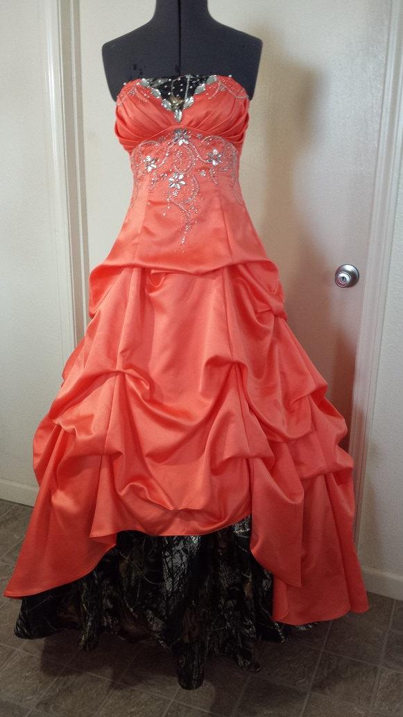زفاف - Peach N Camo Prom dress size 5-7