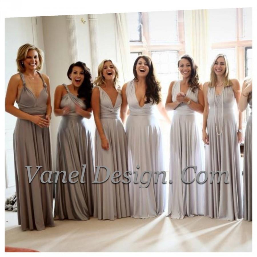 Wedding - Grey Silver Bridesmaid Dress, One Dress Endless Styles - INFINITY Bridesmaids Dress,  CONVERTIBLE Bridesmaids Dress, Grey Ombre effect