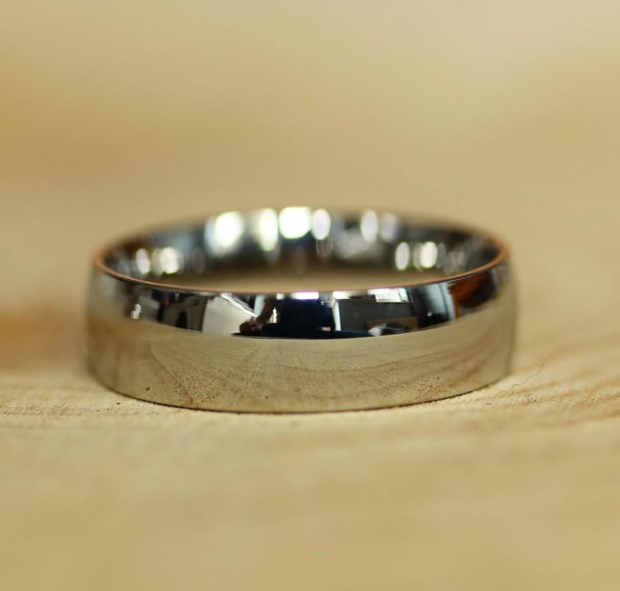 زفاف - High Quality 6mm wide court shape/Comfort Fit 18k white gold filled Mens / Womens Plain band Wedding Ring
