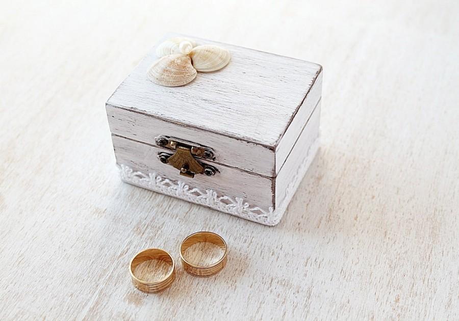 زفاف - Beach Ring Box, Custom Ring Box, Shabby Chic Ring Box, Wood Ring Box, Rustic Ring Box, Ring Bearer Box, Personalized Box, Beach Wedding Box