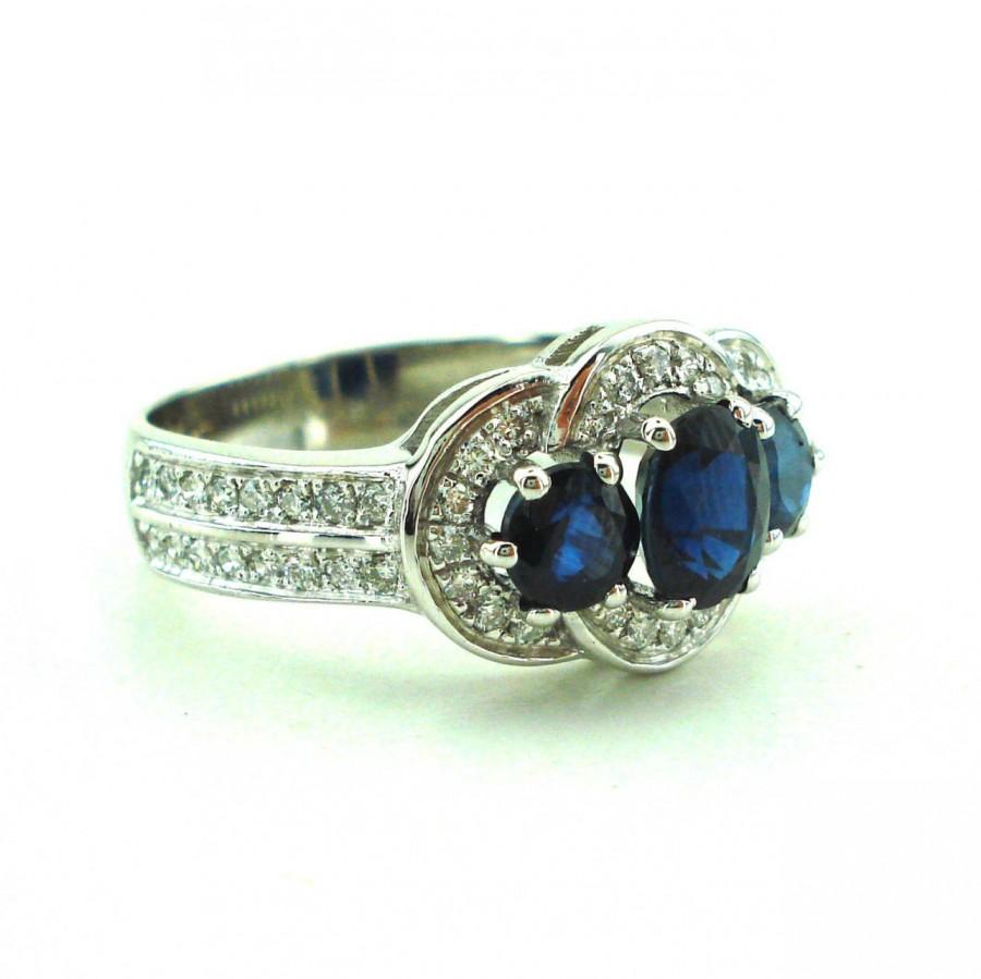 Wedding - Sapphire Engagement Ring, Unique Engagement, Engagement Band, Vintage, Art Nouveau Ring, Blue Sapphire Ring, Fast Free Shipping