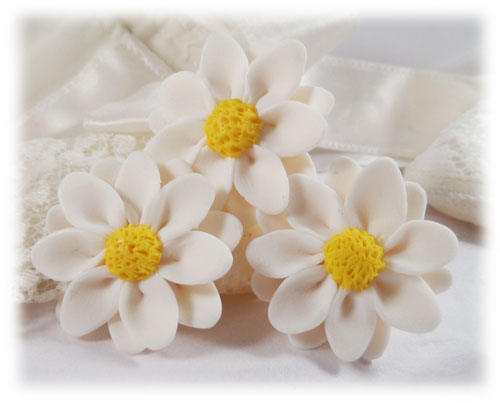 زفاف - White Daisy Hair Flowers
