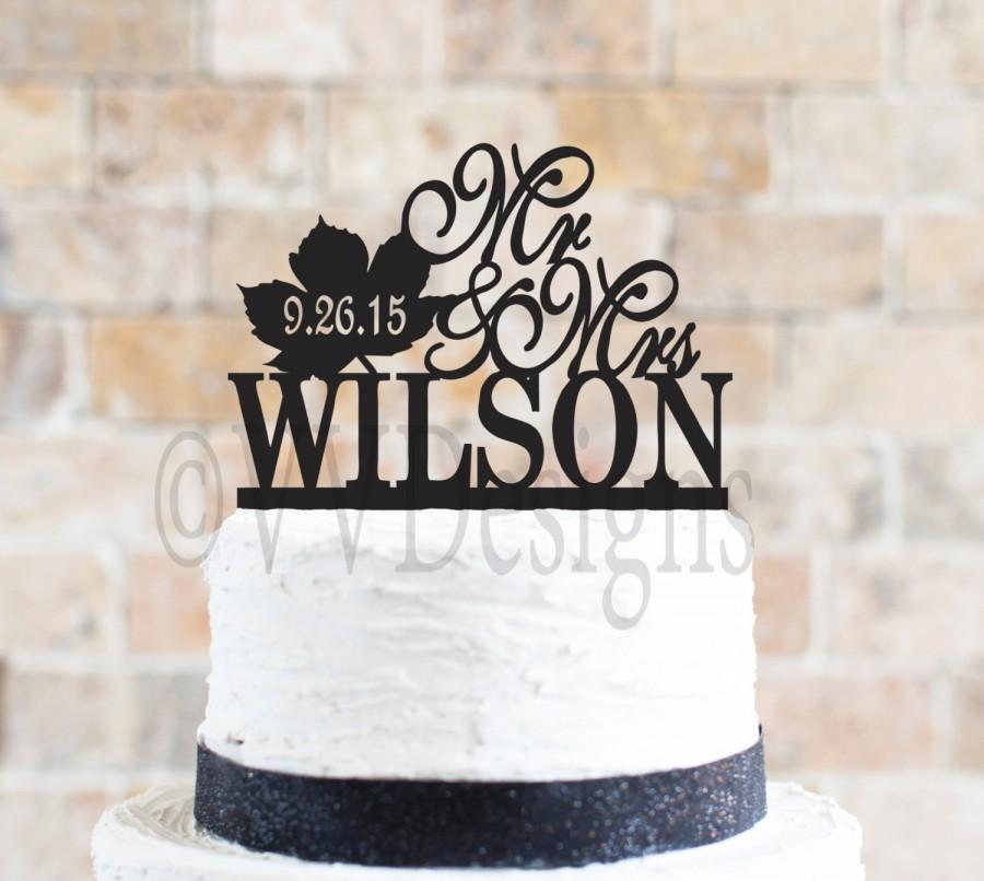 زفاف - Wedding Acrylic Cake Topper 6" long Maple Leaf Fall Wedding item 30018