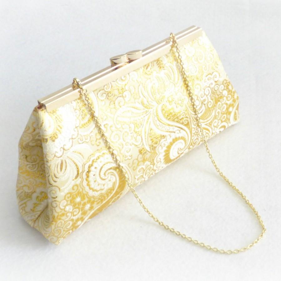 Mariage - Evening Clutch, Gold Paisley And Emerald Green Formal Clutch, Holiday Party Clutch, Cocktail Party Clutch Girls Night Out Clutch Gold Clutch