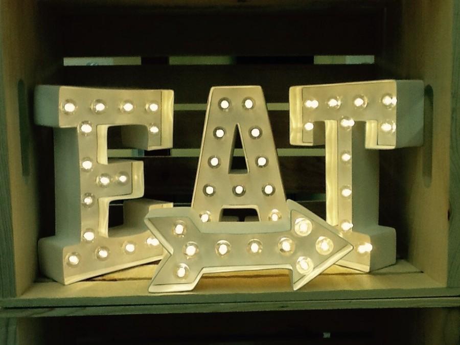 زفاف - 8" Lighted marquee letters set of 3 EAT, kitchen home decor