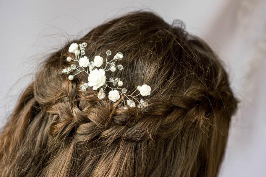 Hochzeit - Bridal Accessories, Pearl Hair Pins, Swarovski Pearl Hair Pins, Wedding, Flowers jewelry