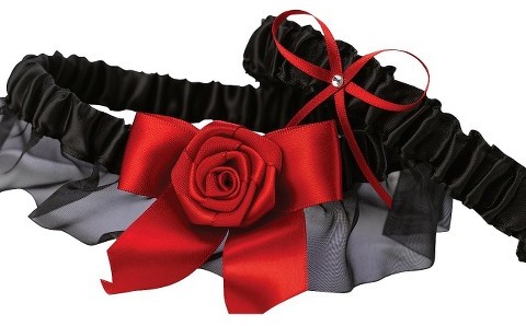 Mariage - Hortense B. Hewitt Midnight Rose Wedding Collection Garter Set - Black