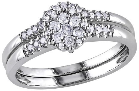 Wedding - Diamond 1/3 CT. T.W. Round Diamond Bridal Ring Set in Sterling Silver (GH I2-I3)