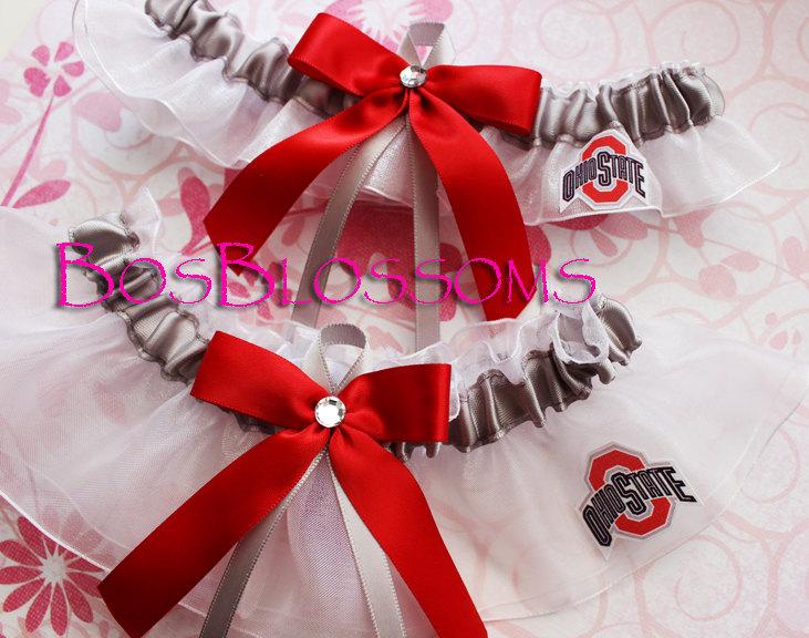 زفاف - OHIO STATE BUCKEYES fabric handmade into wedding bridal keepsake garters set - size xs s m l xl xxl
