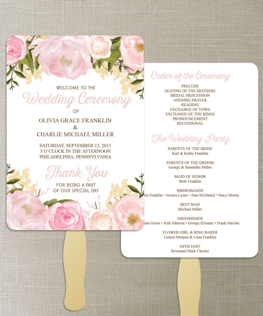 Mariage - Instant Download - Floral DIY Printable Wedding Fan Programs - Wedding Program - Editable Wedding Program - DIY Program