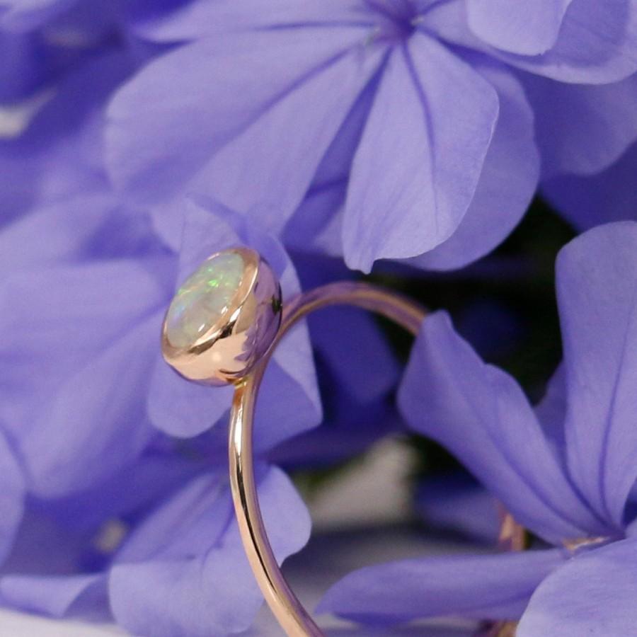 زفاف - Opal Ring,White opal Engagement Ring, Gold Engagement Ring, Opal Engagement Ring, Rose Gold ,Gold, 14k Solid Rose Gold in a dainty design.