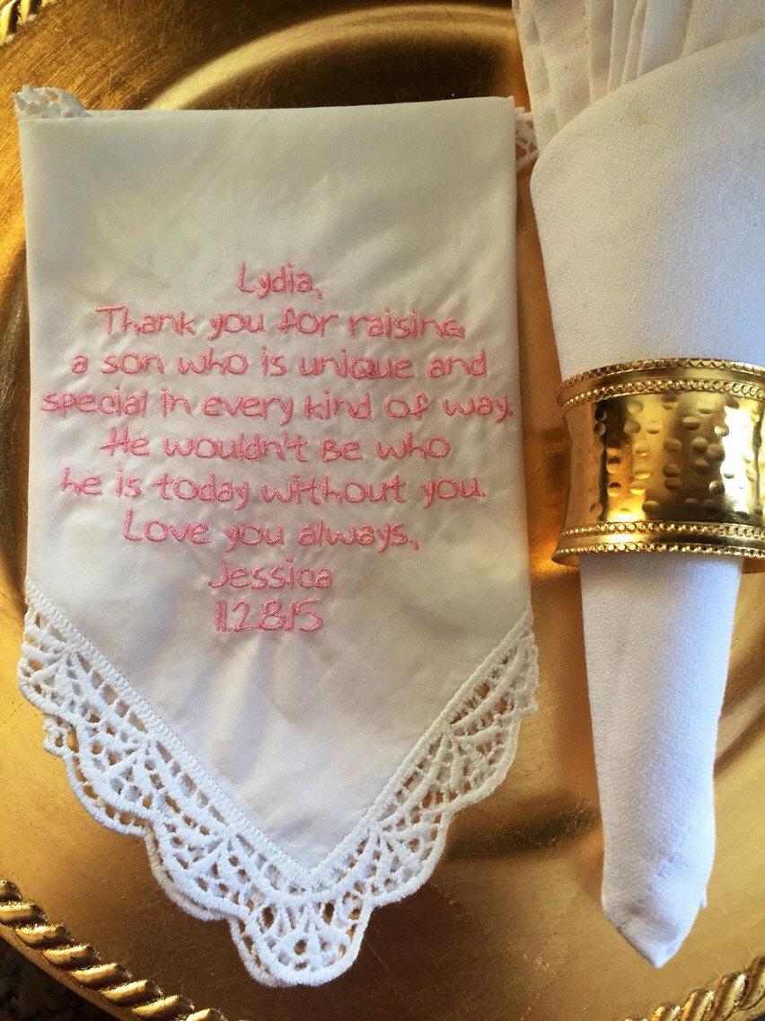 Wedding - Mother of the groom personalized handkerchief