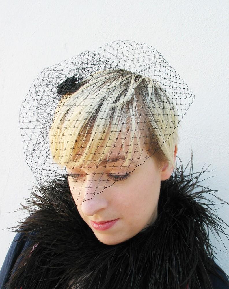 Wedding - Wedding Veil, Blusher Veil, Black Birdcage Veil, Clip, Comb, Hair Accessory, Women, Batcakes Couture