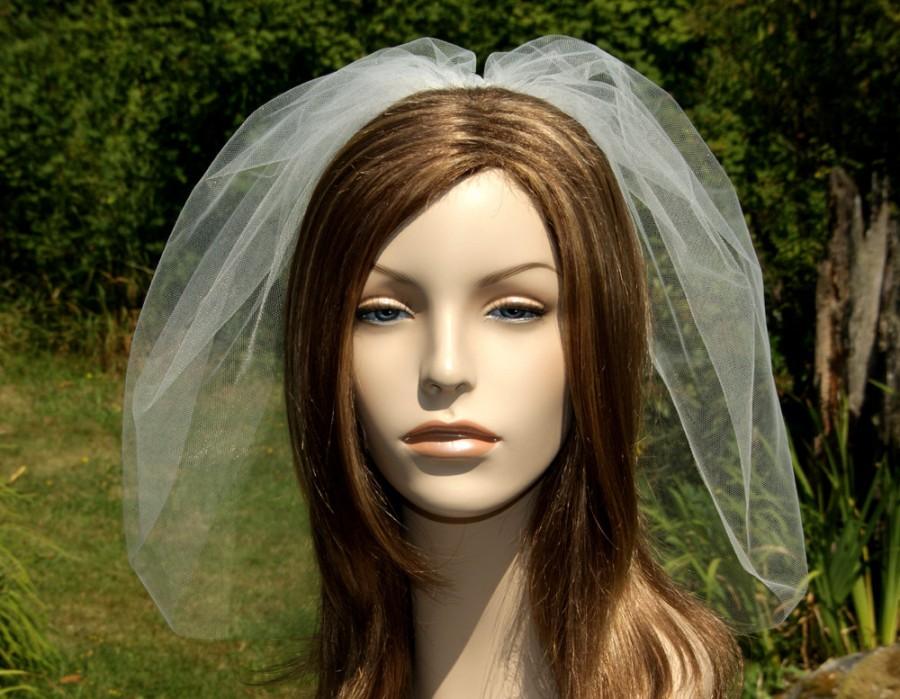 زفاف - Shoulder Length Veil, Tulle 1 Tier Blusher Bridal Veil, Pouf Bubble Wedding Veil, Off White, Diamond White, Ivory, Champagne, Blush, Pink