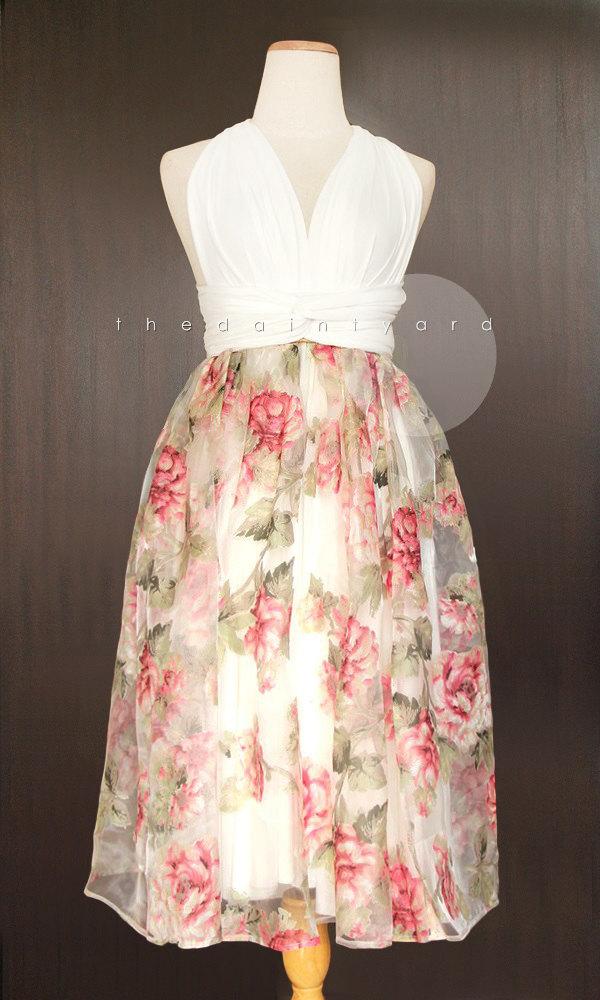 Hochzeit - Floral Organza Overlay Skirt for Convertible Dress / Infinity Dress / Wrap Dress / Octopus Dress