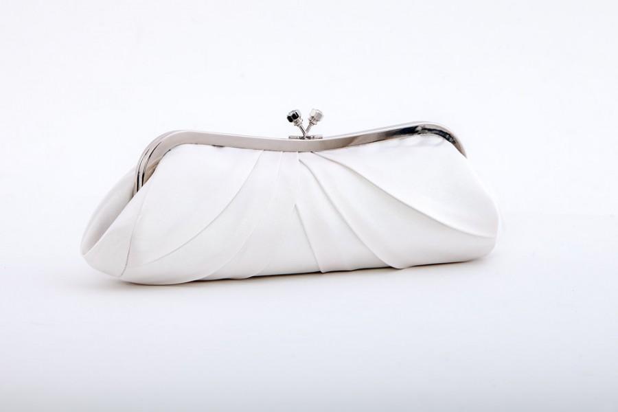 زفاف - Bella Bridal Clutch-White - wedding purse - custom - monogram