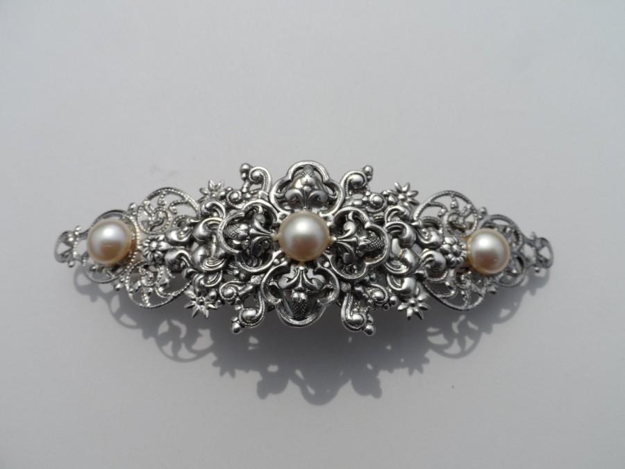 زفاف - WEDDING hair clip victorian barrette pearl barrette hair clip wedding accessories bridal accessories bridal barrette wedding barrette