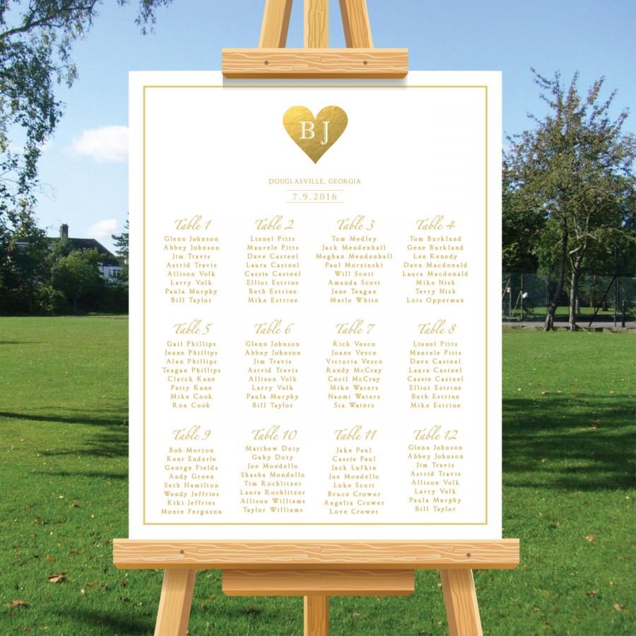 Wedding - Rustic Wedding Seating Chart Sign, Gold Foil, Minimalist, DIY Printable Table Chart, Boho , Digital PDF