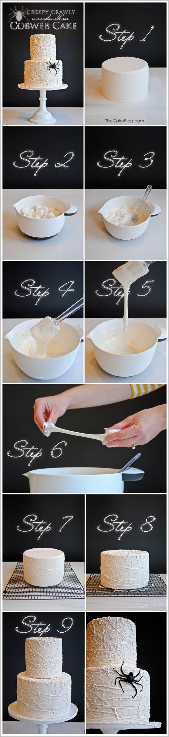 Hochzeit - DIY : Marshmallow Cobweb Cake