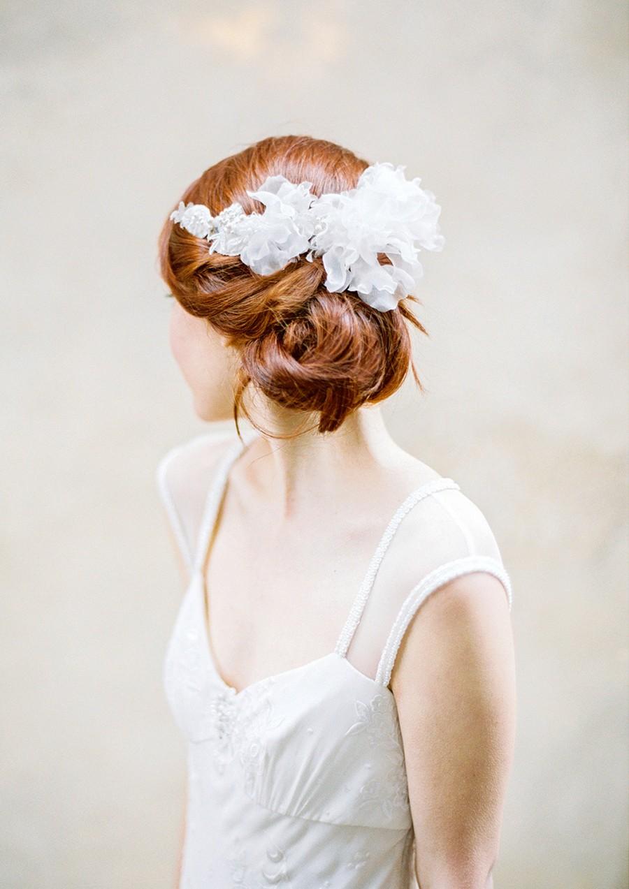 Свадьба - Wedding Headpiece lace Bridal Headpiece Pearl comb Leaves Headpiece - Style 316
