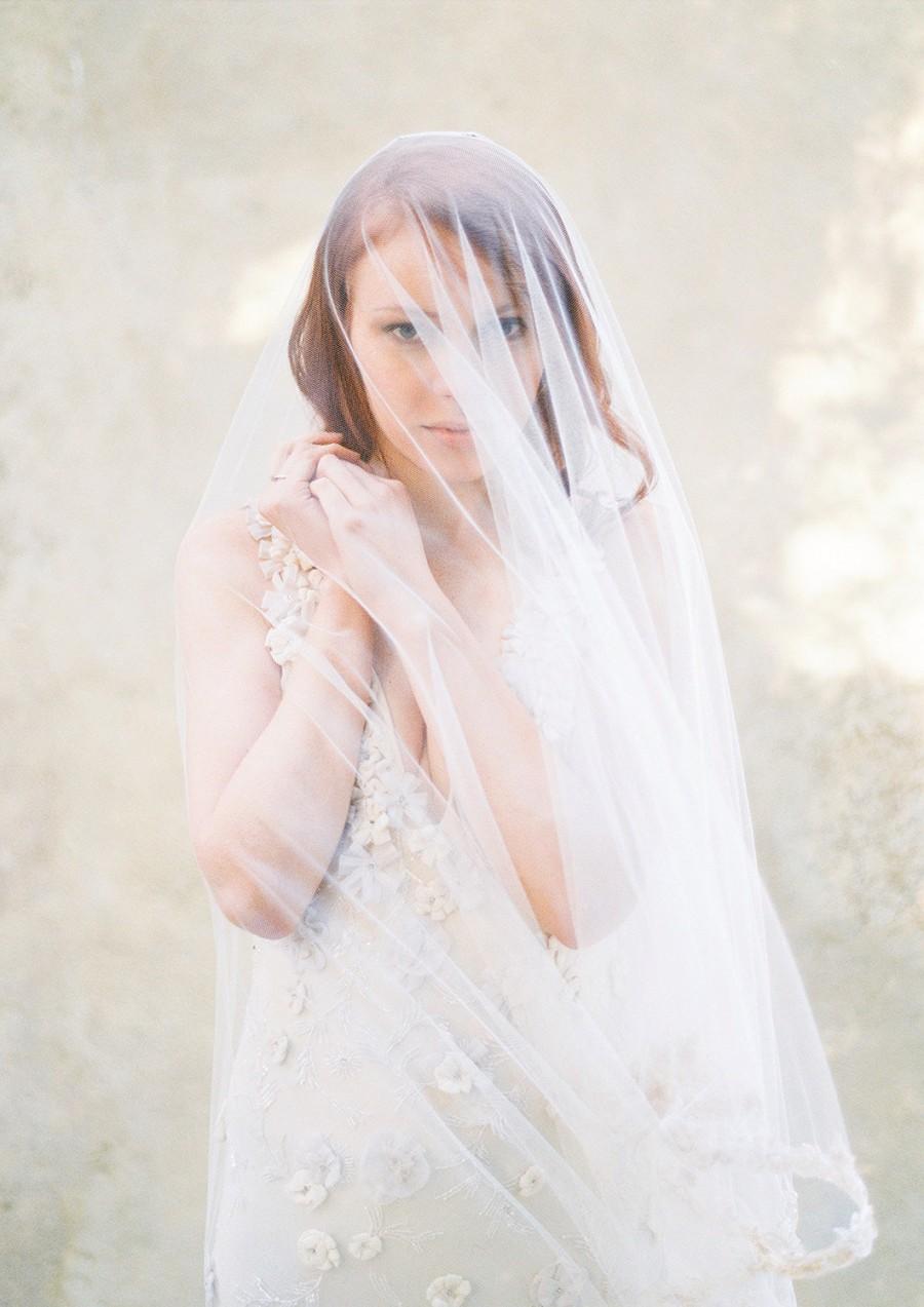Mariage - Ribbon Lace Cathedral Length Bridal Veil - Style 309