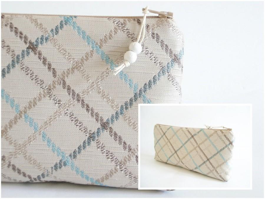 Hochzeit - Geometric Clutch Wallet, Aqua Wedding Purse, Bridesmaid Bag, Evening Handbag, Cosmetic Case