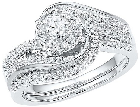 زفاف - Diamond 1/2 CT. T.W.  Round Diamond Prong Set Bridal Ring in 10K White Gold