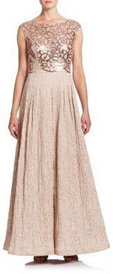 Mariage - Kay Unger Sequined Jacquard Ball Gown