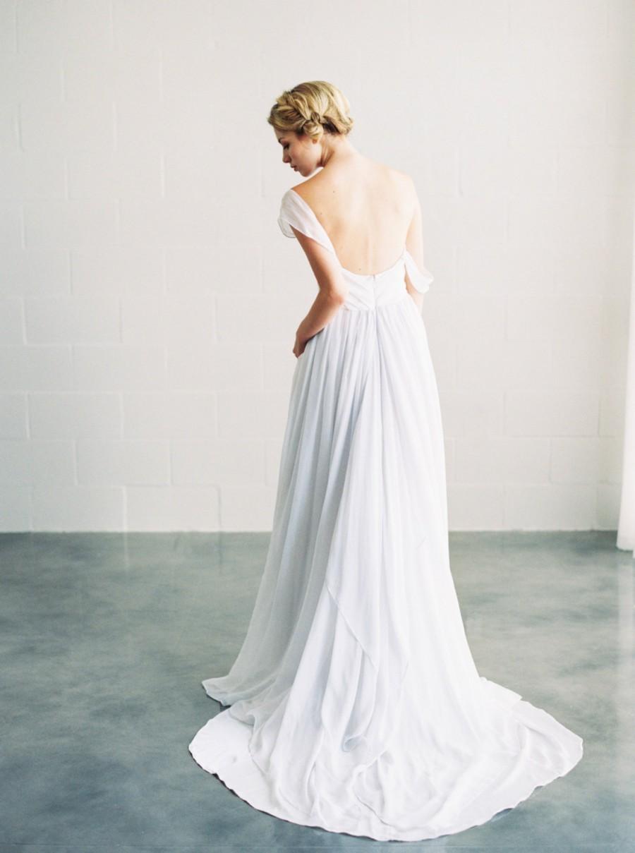 Hochzeit - Ivy - Silk Chiffon Grey Wedding Dress