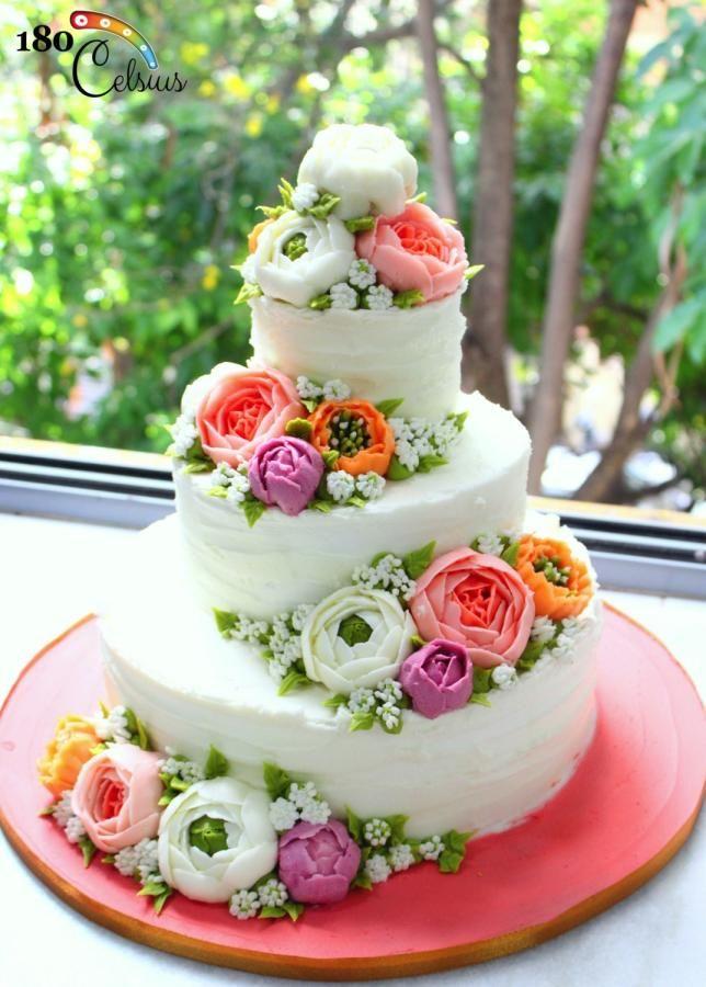 Wedding - Oriental Buttercream Tiered Cake