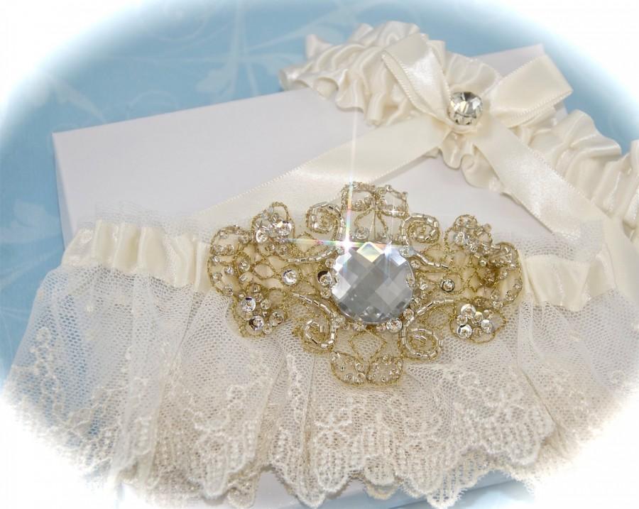 Mariage - Weddings, Wedding Garter Set, English Net Garter Set, Bride Garter in Ivory with Something Blue  for Bride