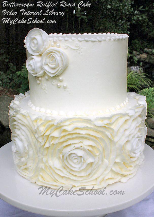 Свадьба - Buttercream Ruffled Roses Cake~A Video Tutorial