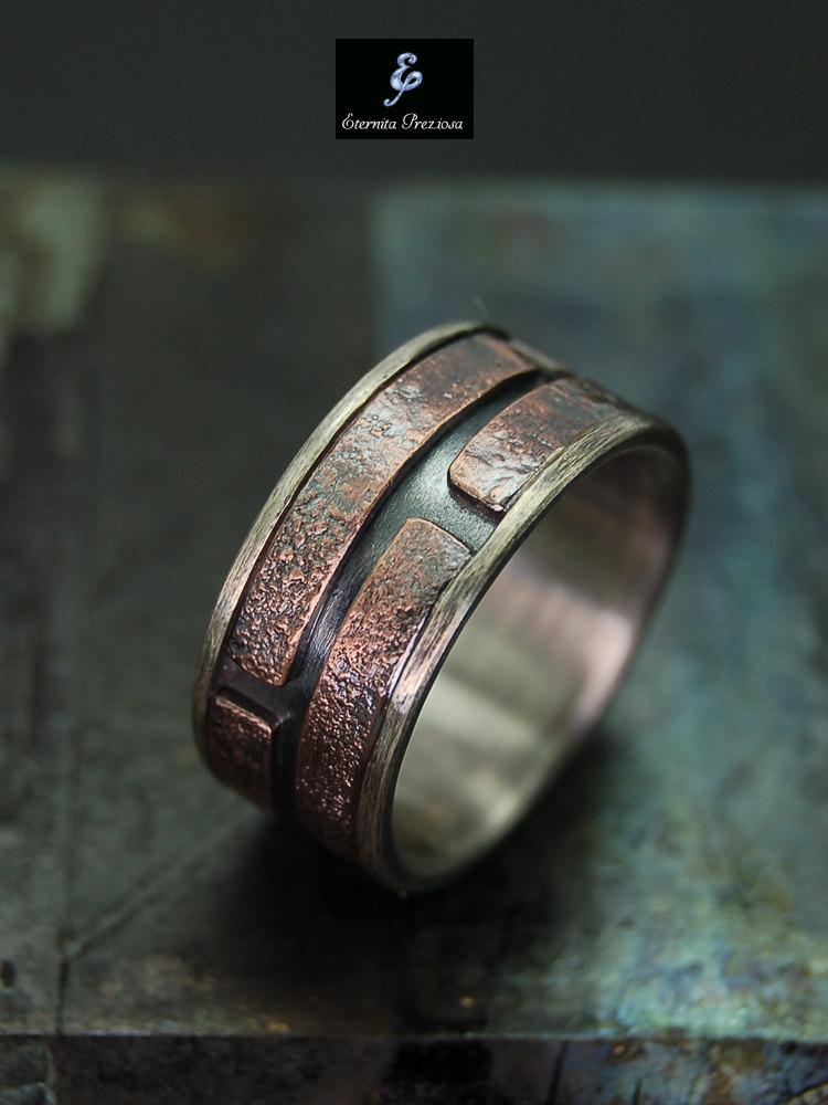 Свадьба - Unique Mens Ring , Men's Engagement Ring , Mens Wedding Band , Unique Wedding Ring , Unique Promise Ring, Anniversary Rings, Mens Band Ring 