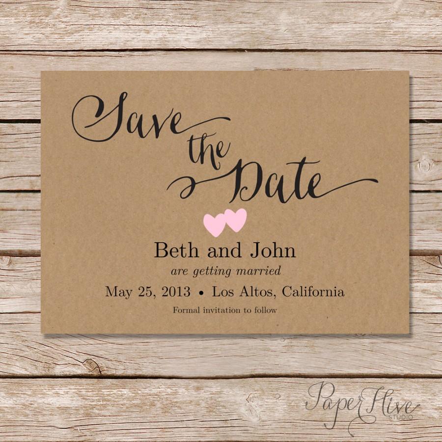 Mariage - rustic save the date card / printable save the date  / digital file or printed cards