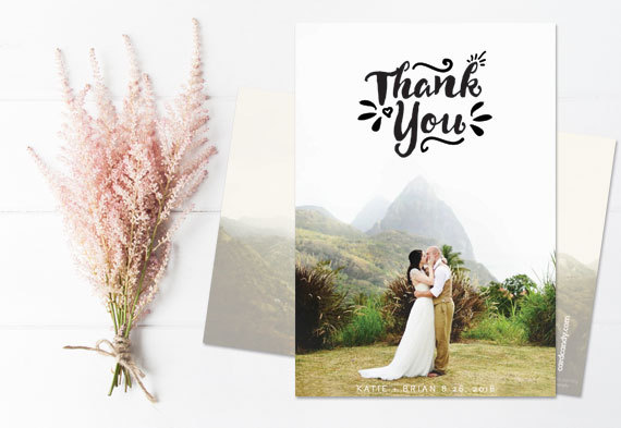 Mariage - Thank You Cards Wedding, Wedding Thank You Postcard, Thank You Magnet - Petals