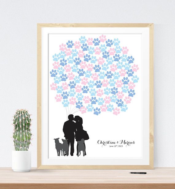 Hochzeit - Wedding Sign With Pets And Pawprints, Guest Book Alternative