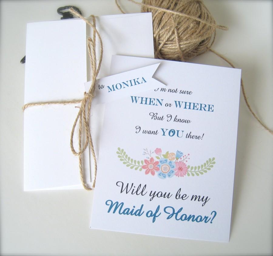 Свадьба - Bridesmaid invitation, bridesmaid proposal card, invitation for maid of honor, bridal party proposal card, flower girl invitation