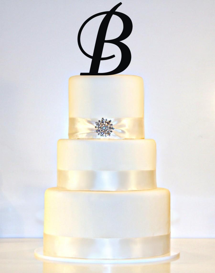 Hochzeit - 6" Monogram Acrylic Wedding Cake Topper in Any Letter A B C D E F G H I J K L M N O P Q R S T U V W X Y Z