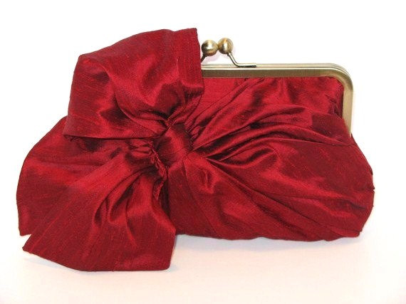Hochzeit - Silk Bow Clutch,Bags And Purses, Bridal Accessories,Red Clutch,Bridal Clutch,Bridesmaid Clutch,Bridesmaid Gift,