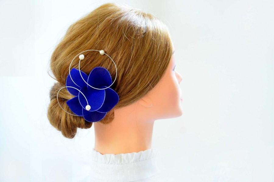 Свадьба - Royal blue fascinator Flower hair pin Royal blue fascinator Wedding hair flower Wedding hair accessories