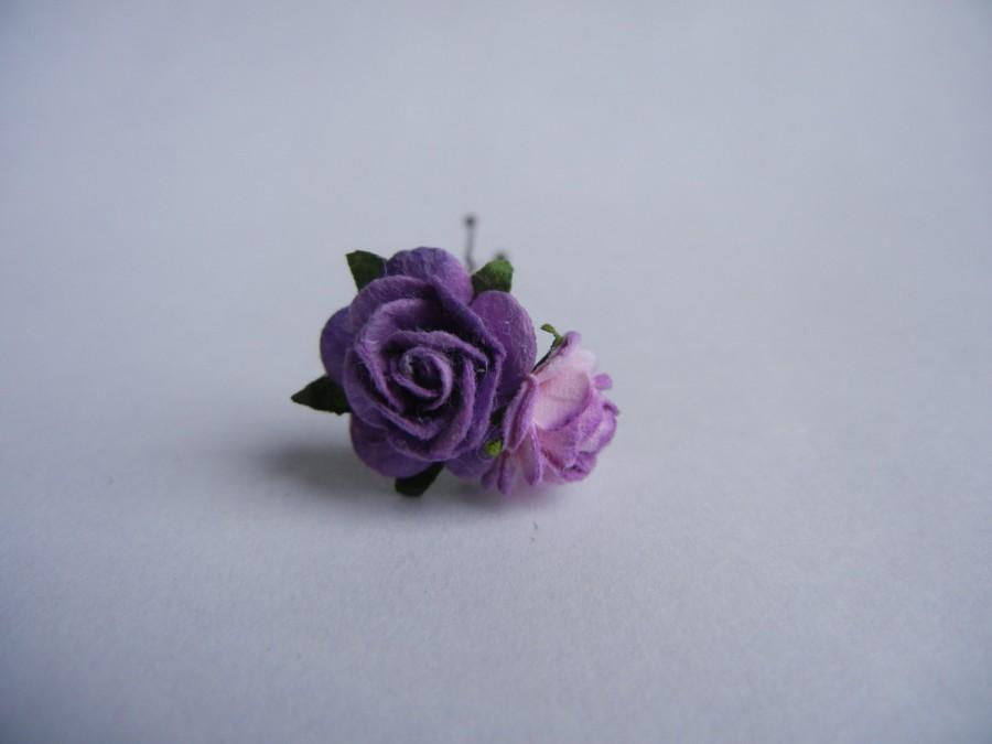 Mariage - Rose Hair Pin, Flower Hair Pin, Bridal Hair Accessory, Purple Bridal Pin, Bridal Hair Clip.