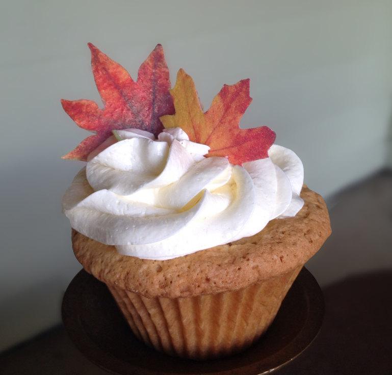 زفاف - Double-Sided Edible Wafer Paper Fall Leaves for Cakes, Cupcakes or Cookies